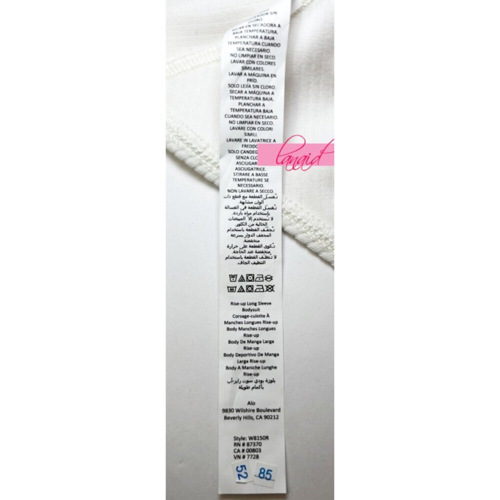 Alo Rise Up Long Sleeve Bodysuit Ivory V-Neck Zip Henley Cream Fitted Stretchy S - Picture 12 of 13
